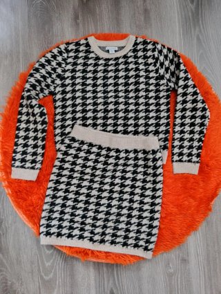 Conjunto jersey y falda pata de gallo