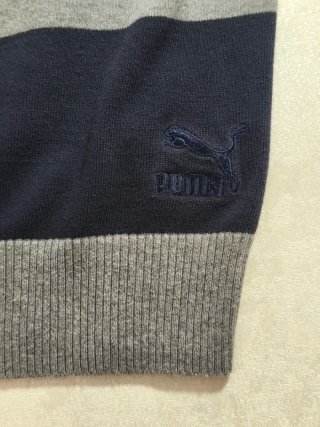 Camisola de Malha Listrada Azul e Cinza