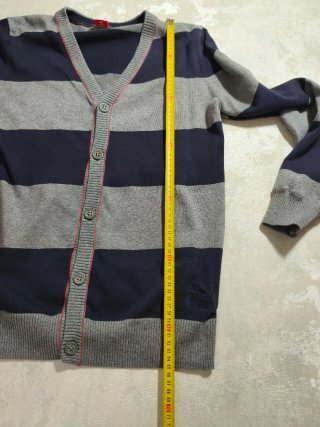 Camisola de Malha Listrada Azul e Cinza