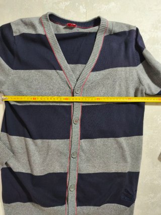 Camisola de Malha Listrada Azul e Cinza