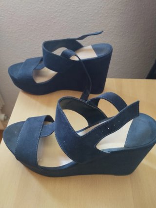 Sandalias Stradivarius Azul Tacon Plataforma