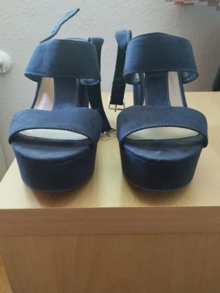 Sandalias Stradivarius Azul Tacon Plataforma