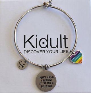 Pulsera plateada Kidult corazón arcoíris