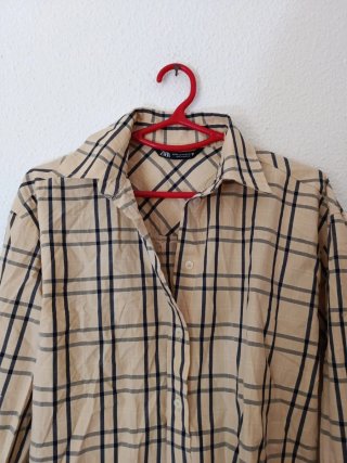 Lote 2 Camisas Zara Cuadros Beige/Negro