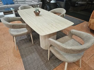 Mesa efecto mármol de 178cm y 4 sillas