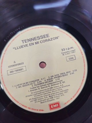 Vinilo Tennessee Llueve en mi Corazón