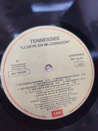 Vinilo Tennessee Llueve en mi Corazón