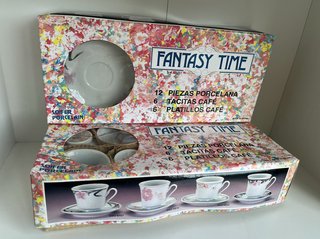 Juego vajilla 12 tazas café porcelana vintage