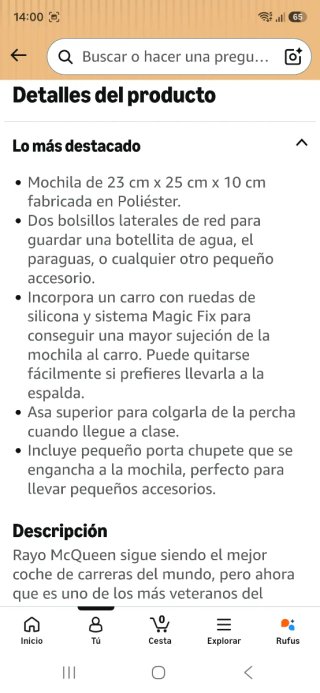 Mochila con ruedas Rayo McQueen