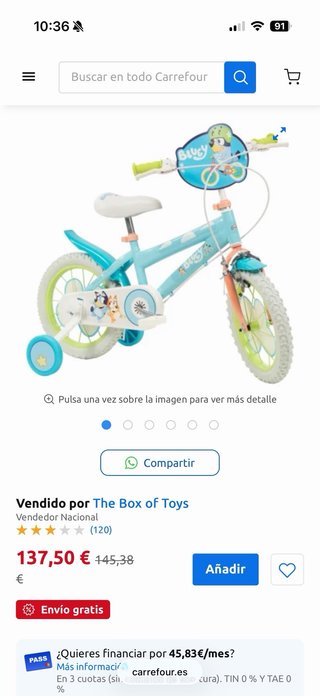 Bicicleta infantil Bluey azul