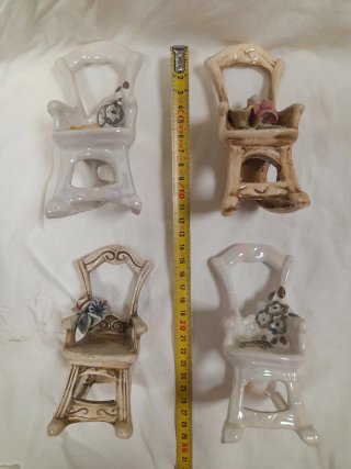 Set 4 Sedie Ceramica Capodimonte  Decorate Fiori