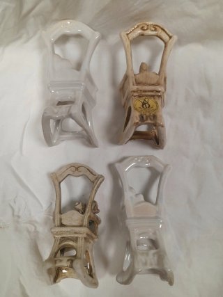 Set 4 Sedie Ceramica Capodimonte  Decorate Fiori