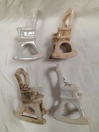 Set 4 Sedie Ceramica Capodimonte  Decorate Fiori