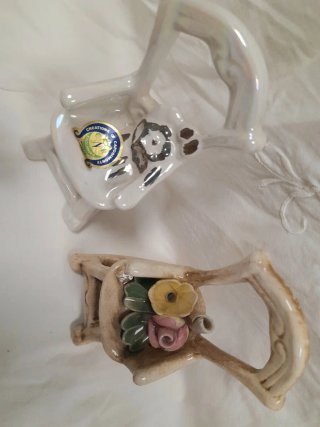 Set 4 Sedie Ceramica Capodimonte  Decorate Fiori
