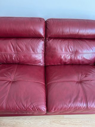 Sofá de Piel Rojo Conforama 3 Plazas