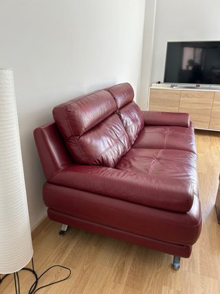 Sofá de Piel Rojo Conforama 3 Plazas