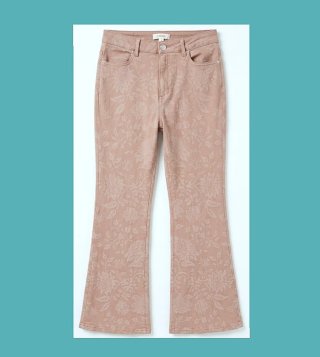 Pantalón campana Slowlove floral rosa Talla 42