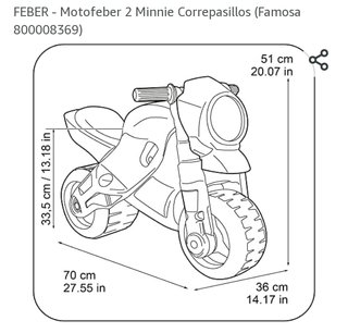 Moto Infantil Feber Minnie Mouse 2 Rosa
