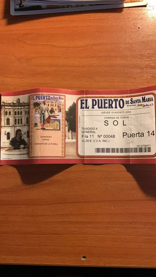 Entrada Corrida de Toros El Puerto 2002