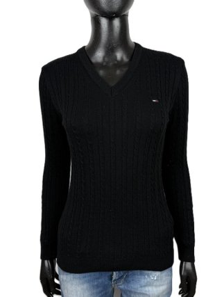 Tommy Hilfiger Maglione Donna M Nero Slim Cotone