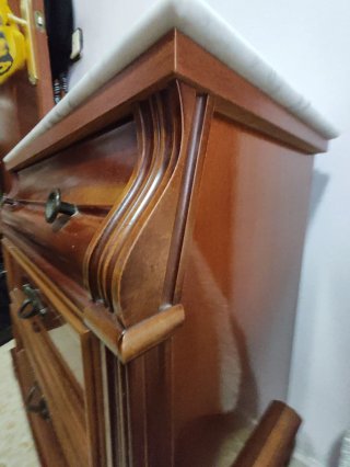 Mesita de noche antigua madera y mármol