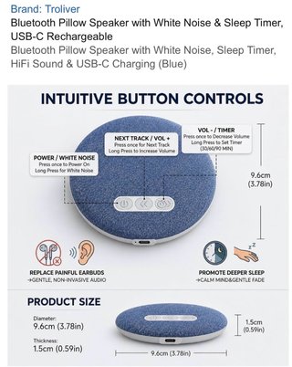 Altavoz Almohada Bluetooth Dormir Audio HiFi