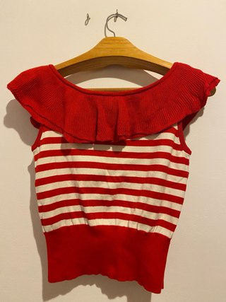 Blusa Gant punto roja y blanca
