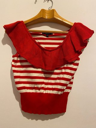Blusa Gant punto roja y blanca