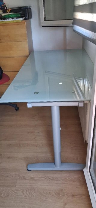 Tavolo da scrivania in vetro bianco infrangibile
