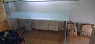 Tavolo da scrivania in vetro bianco infrangibile