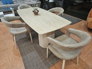 Mesa Comedor Efecto Mármol de 178cm + 4 Sillas