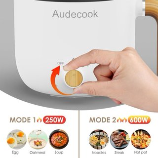 Audecook Olla Eléctrica y Vaporera Mini Cocina