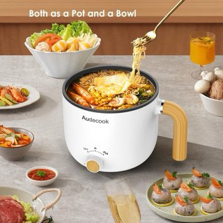 Audecook Olla Eléctrica y Vaporera Mini Cocina