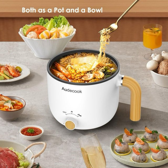 Audecook Olla Eléctrica y Vaporera Mini Cocina