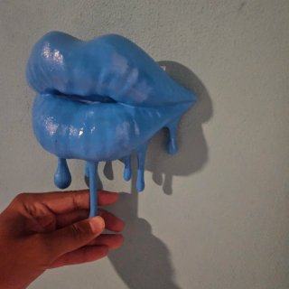 Pop Art Bocca Drip Ceramica Blu/Rosa