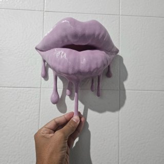 Pop Art Bocca Drip Ceramica Blu/Rosa