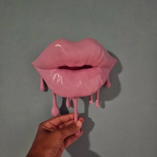 Pop Art Bocca Drip Ceramica Blu/Rosa