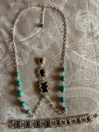 Conjunto bisutería ositos y piedras turquesa