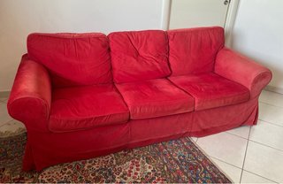 Divano 3 posti velluto rosso 2,20m