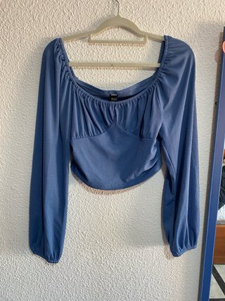 Blusa azul manga larga
