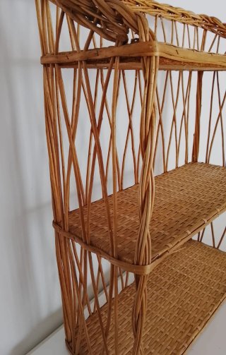 Estantería/repisa  de mimbre y madera Vintage