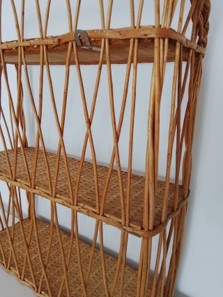 Estantería/repisa  de mimbre y madera Vintage