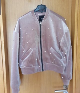Bomber Bershka mujer rosa perlas talla xs