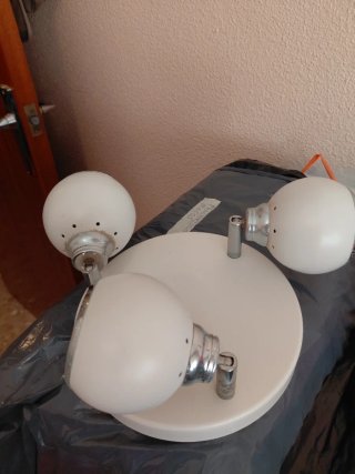 Plafón 3 focos blanco y plateado