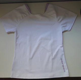Camiseta pádel Dropshot blanca y morada