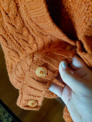 Maglione lana arancione a trecce vintage