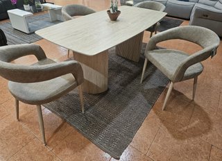 Mesa efecto mármol de 178cm + 4 sillas
