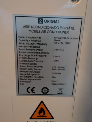 Aire Acondicionado Portátil Origial AirFeel 1750