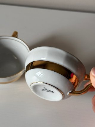 Pareja Tazas Café Jäger Filo Dorado
