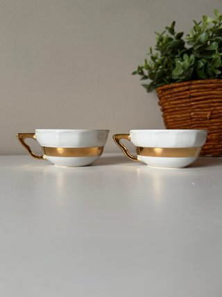 Pareja Tazas Café Jäger Filo Dorado